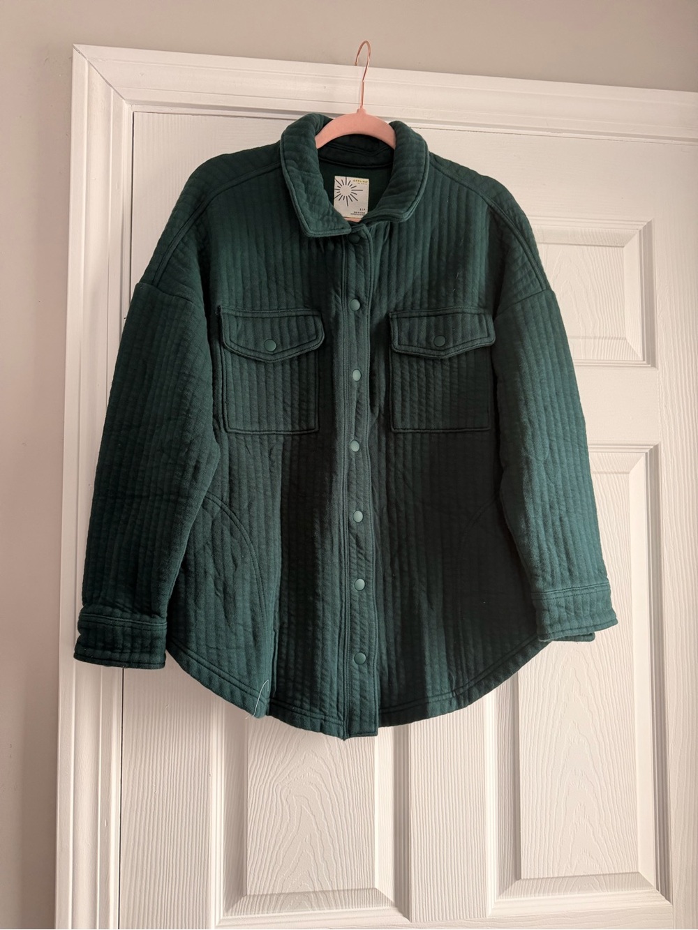 aerie Quilted Utility Jacket in Dark Green